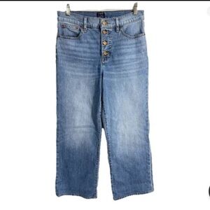 J Crew Curvy Full Length Wide Leg Jeans Womens Size 28 Button Fly BT063